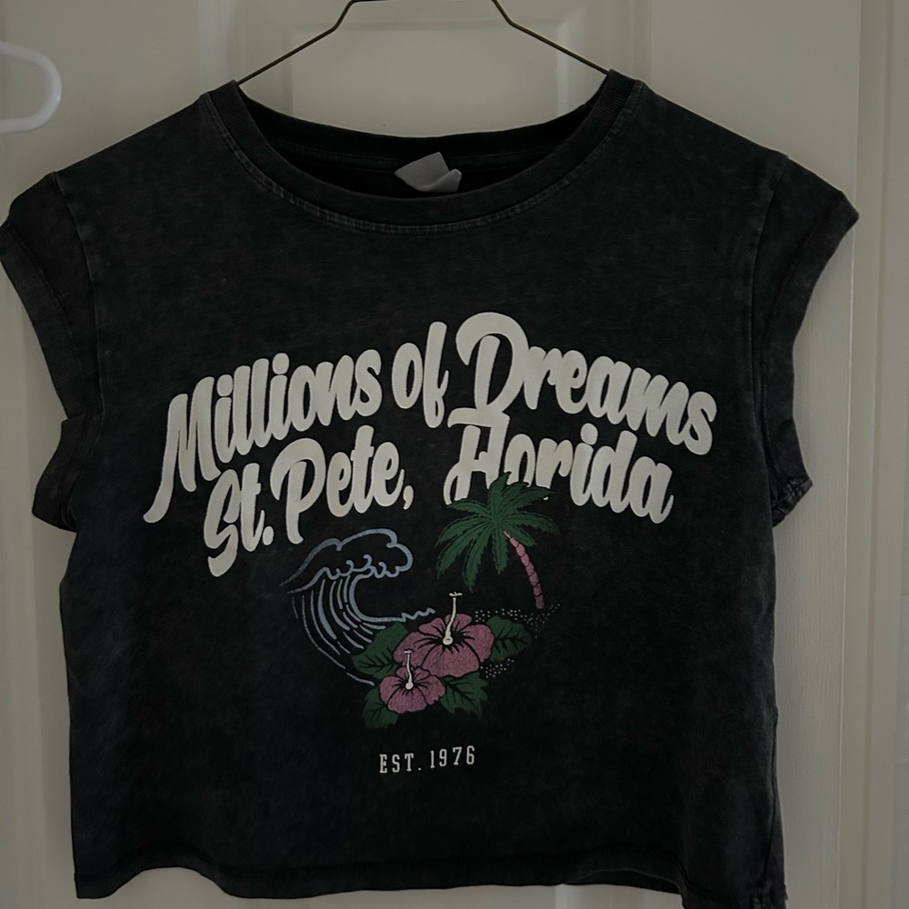 Zara Black Graphic Crop Top